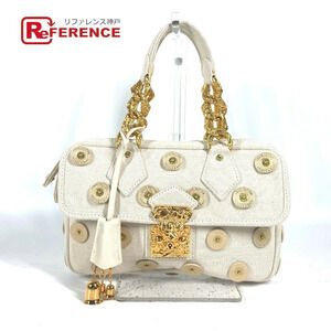 LOUIS VUITTON Polka Dots Panama Tinkerbell Handbag Bell Canvas Ivory White